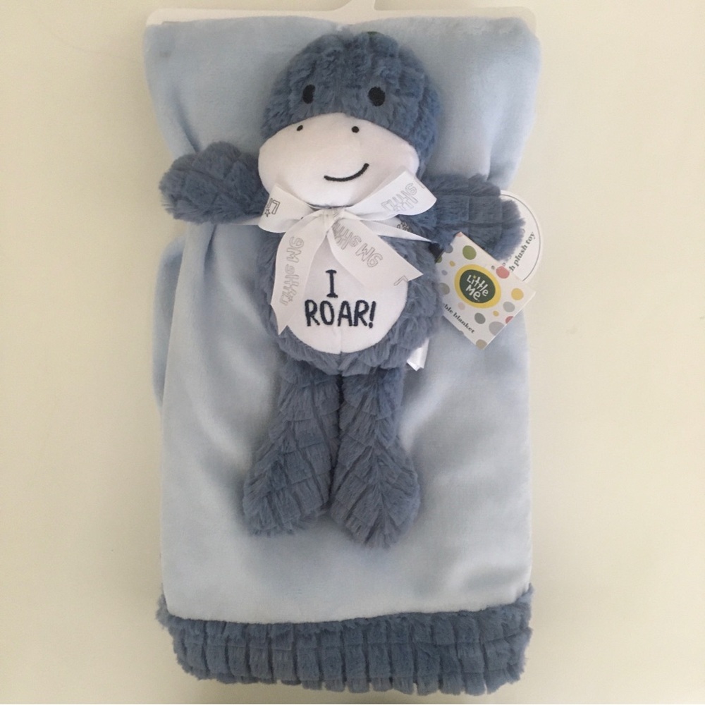 Baby Blanket and Dinosaur Soft Baby Toy Set Sherpa Reverse NEW | Little Me